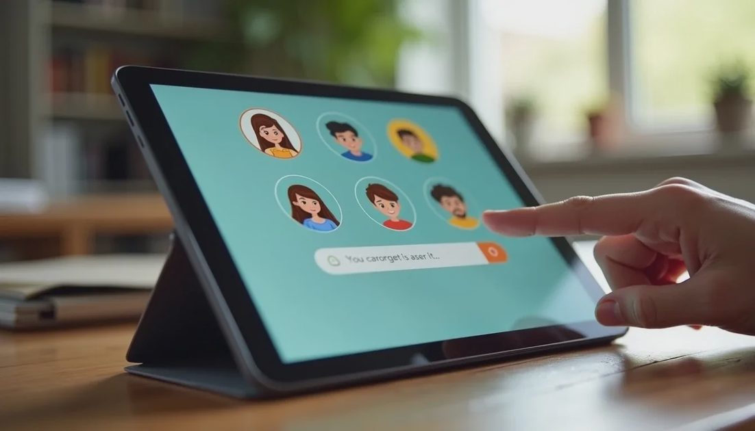 Using separate accounts on a shared device Selecting a separate child profile on a shared family tablet