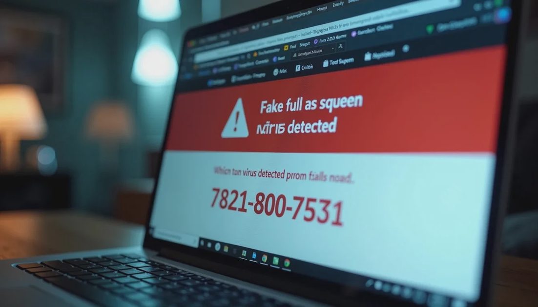 Example of a fake computer-infection popup designed to create urgency