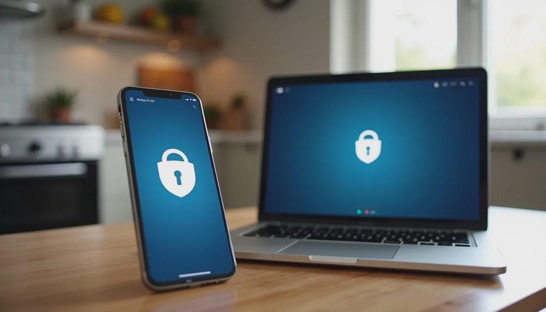 VPN app versus everyday home internet use Devices illustrating optional VPN use versus normal home browsing