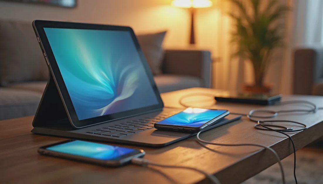Overnight device location in a shared household space Shared family devices charging overnight in a common living area