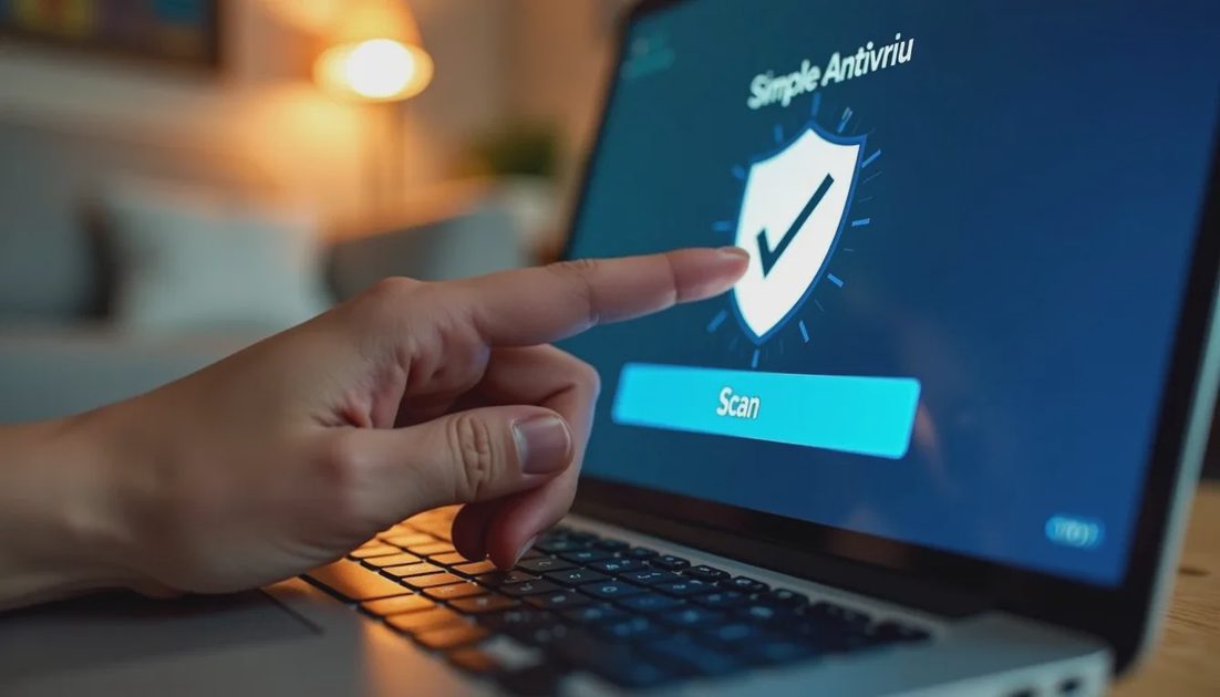 Non-technical user starting a scan on a straightforward antivirus dashboard